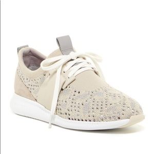 Cole Haan Beige Knit Lace-Up Sneakers